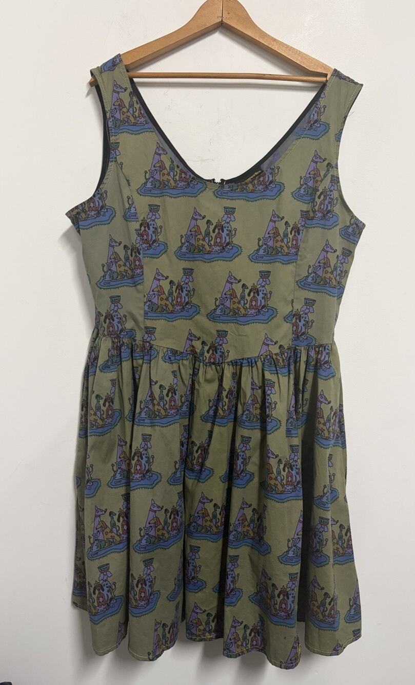 NOOWORKS Size XXL Dog Party Dress Olive Green Slow Fashion Made In USA
